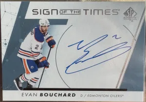 2022-23 SP Auth. Sign Of The Times Evan Bouchard Autograph front