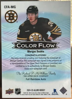 2024-25 Allure Hockey Color Flow Auto Morgan Geekie Full Rainbow Autograph back