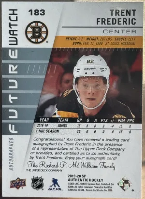 2019-20 SP Authentic Future Watch Trent Fredric Autograph /999 back
