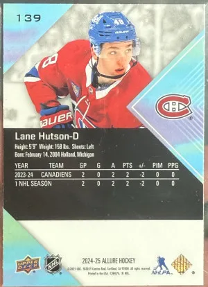 2024-24 Allure Rookie Lane Hutson #139 back