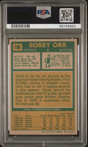 1971 Topps Bobby Orr back
