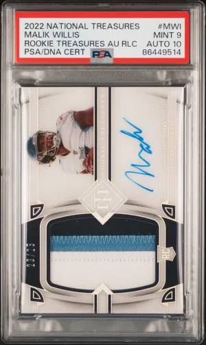 2022 Panini National Treasures Rookie Treasures Autograph Relic Malik Willis Rookie Treasures Au Rlc front