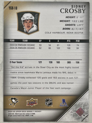 2024-25 Upper Deck Series 1 Young Guns Renewed- Sidney Crosby back
