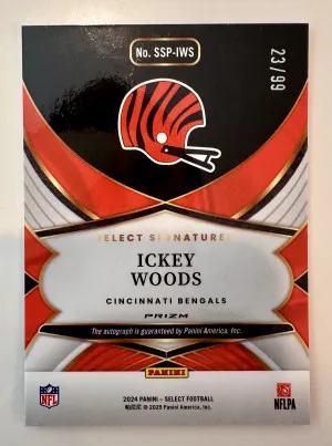 2024 Select Signatures Ickey Woods Blue Prizm Auto #23/99 back