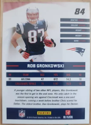 2010 Donruss Rob Gronkowski back