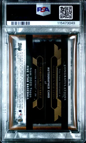 2020 Topps Five Star Golden Graphs Yordan Alvarez Golden Graphs-Green back