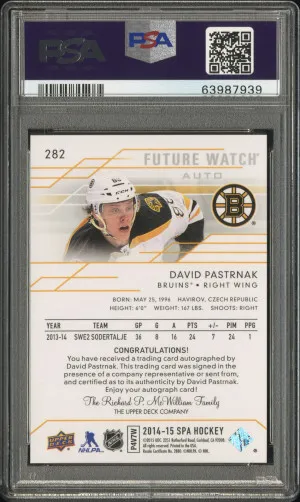 2014 Sp Authentic David Pastrnak Autograph back