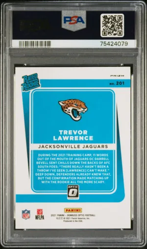 2021 Panini Donruss Optic Trevor Lawrence Blue Scope PSA 10 back