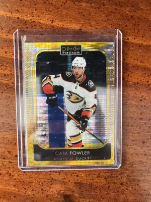 21-22 O pee Chee platinum Cam Fowler Seismic Gold /50 (Bookend) front
