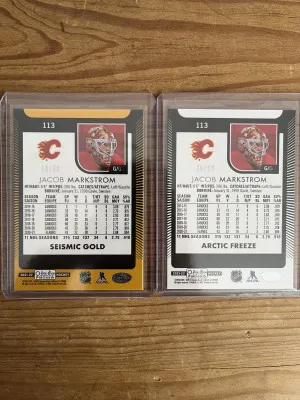 21-22 O pee Chee platinum Jacob Markstrom lot - seismic gold /50 and arctic freeze /99 back
