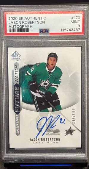 2020-21 SP Authentic Jason Robertson Future Watch Auto PSA 9 front