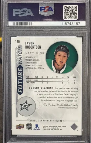 2020-21 SP Authentic Jason Robertson Future Watch Auto PSA 9 back