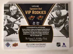 2023 2022-23 Upper Deck Ultimate VIP Rookies Marco Rossi Matt Boldy 20/25 back