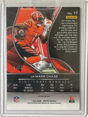 Jamarr Chase 2022 Spectra Hyper Prizm /75 back