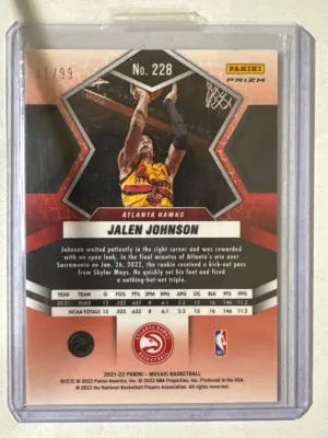 Jalen Johnson Rookie Blue Mosaic /99 back