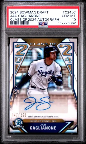 2024 Bowman Draft Class Of 2024 Autographs Jac Caglianone PSA 10 front