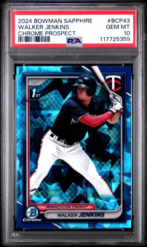 2024 Bowman Sapphire Edition Chrome Prospects Walker Jenkins Chrome Prospect PSA 10 front