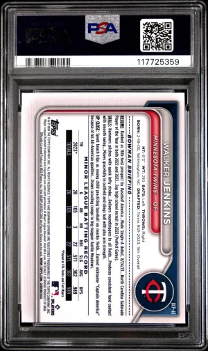 2024 Bowman Sapphire Edition Chrome Prospects Walker Jenkins Chrome Prospect PSA 10 back