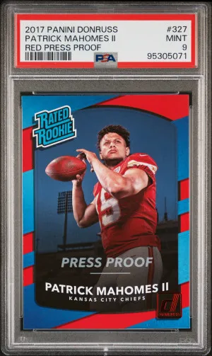2017 Panini Donruss Patrick Mahomes Ii Red Press Proof Rookie RC PSA 9 front