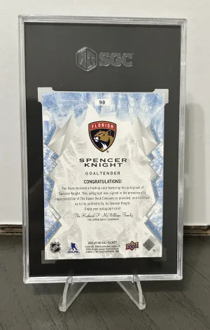22-23 UD Ice Spencer Knight White Snowflake Auto SP SGC 9.5/10 back