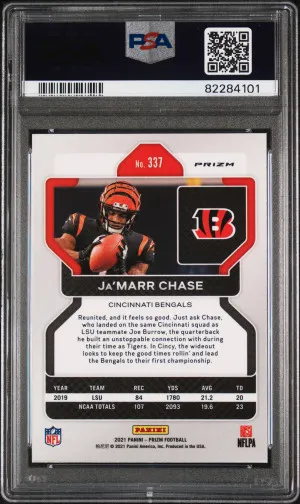 2021 Panini Prizm Ja'marr Chase Green PSA 10 back