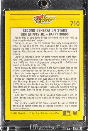 1991 Second Generation Stars Ken Griffey Jr & Barry Bonds back