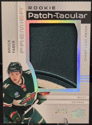 2023-24 Upper Deck Premier Rookie Patch-Tacular #RPT-BF Brock Faber /25 front