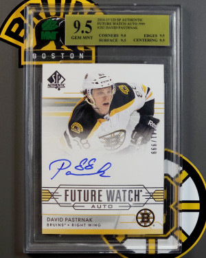 2014-15 SP Authentic Future Watch Auto /999 David Pastrnak MNT 9.5 / 10 Auto front