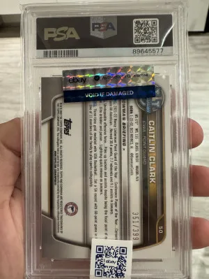 2022 Bowman Chrome University Caitlin Clark Purple Refractor back