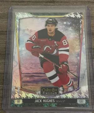 2024-25 OPC Plat Jack Hughes Mixed Media Variant SSP front