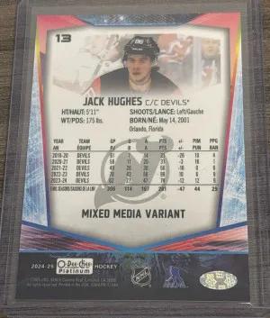 2024-25 OPC Plat Jack Hughes Mixed Media Variant SSP back