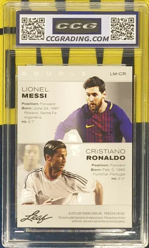 2022 Leaf Double Legends Messi/Ronaldo Soccer CCG 10 back