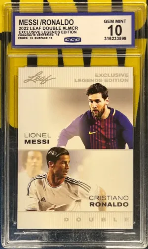 2022 Leaf Double Legends Messi/Ronaldo Soccer CCG 10 front