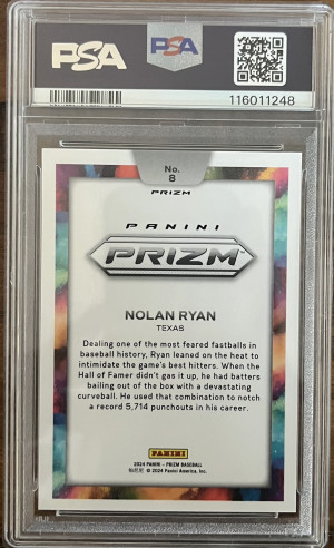 2024 Prizm Nolan Ryan color blast PSA 10 POP 7 back