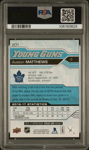 2016 Upper Deck Auston Matthews back