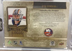 2022-23 The Cup Ilya Sorokin Limited Logos 3 Color Patch Auto /50 back