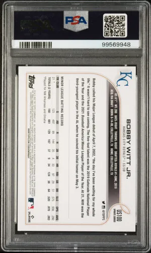 2022 Topps Update Bobby Witt Jr. PSA 9 back