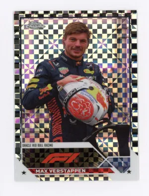 2023 Topps Chrome F1 MAX VERSTAPPEN CHECKER CHECKERED FLAG REFRACTOR #2 RED BULL front
