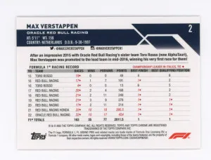 2023 Topps Chrome F1 MAX VERSTAPPEN CHECKER CHECKERED FLAG REFRACTOR #2 RED BULL back