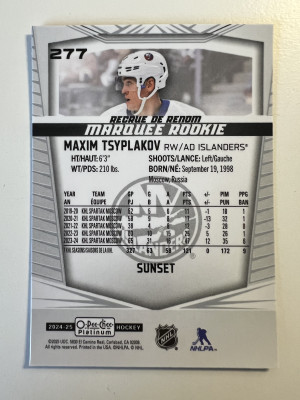 2024-25 O-Pee-Chee Platinum Marquee Rookie Sunset Maxim Tsyplakov back