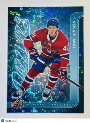 2025 2024-25 Upper Deck Dazzlers Lane Hutson Blue Rookie front