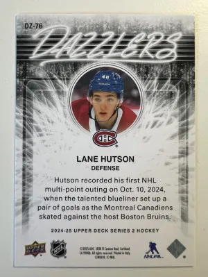 2025 2024-25 Upper Deck Dazzlers Lane Hutson Blue Rookie back