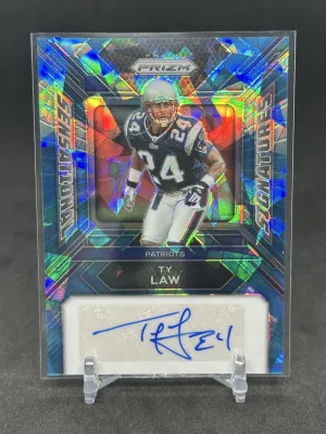 Ty Law 2023 Panini Prizm Sensational Signatures Auto Blue Ice /99 #SS-TL front