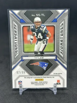 Ty Law 2023 Panini Prizm Sensational Signatures Auto Blue Ice /99 #SS-TL back