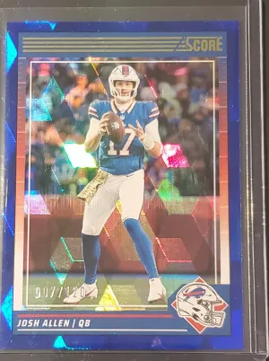 2024 Score -  Josh Allen Blue Cubic Refractor Color Match /120 MVP Season #28 front