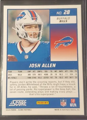2024 Score -  Josh Allen Blue Cubic Refractor Color Match /120 MVP Season #28 back