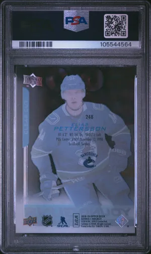 2018 Upper Deck Elias Pettersson Clear Cut back