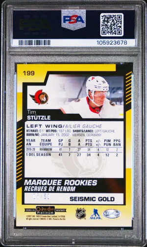 2020 O-Pee-Chee Platinum Tim Stutzle Seismic Gold back