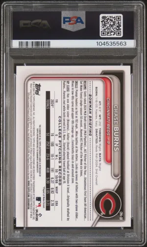2024 Bowman Draft Chrome Prospect Autographs Chase Burns Chr Prospect Au-Green Lava back