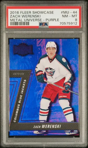2016 Fleer Showcase Metal Universe Zach Werenski Metal Universe-Purple /5 front